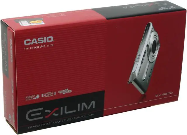Alt view image 10 of 10 - CASIO EX-S600SR Silver 6.0 MP 3X Optical Zoom Digital Camera
