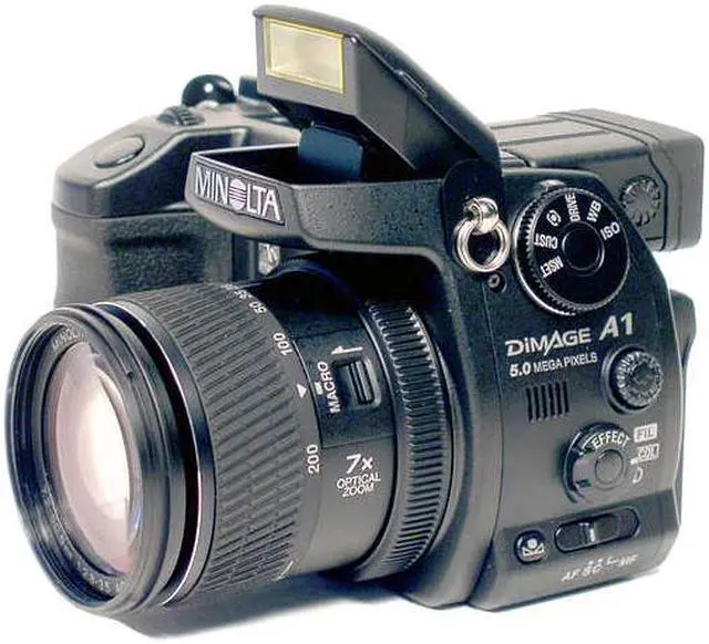 Alt view image 2 of 10 - KONICA MINOLTA DiMAGE A1 Black 5.0MP 7X Optical Zoom Digital Camera