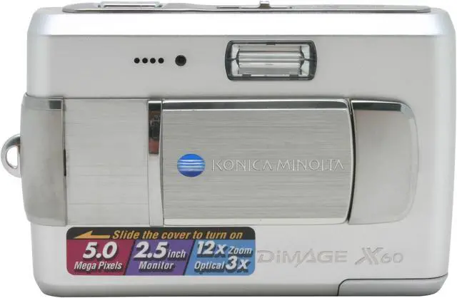 Alt view image 3 of 10 - KONICA MINOLTA Dimage X60 Silver 5.0 MP 3X Optical Zoom Digital Camera