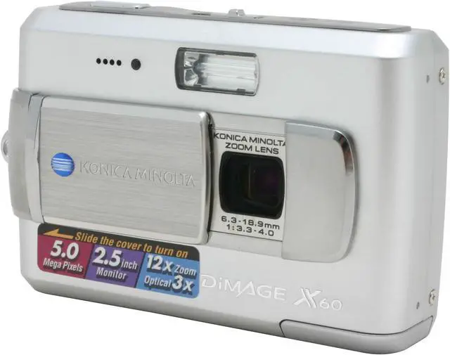 Alt view image 4 of 10 - KONICA MINOLTA Dimage X60 Silver 5.0 MP 3X Optical Zoom Digital Camera