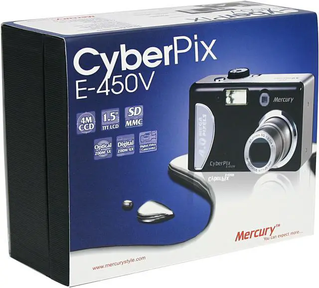 Alt view image 9 of 9 - Mercury Cyberpix E-450V 2-Tone 4.0MP 3X Optical Zoom Digital Camera