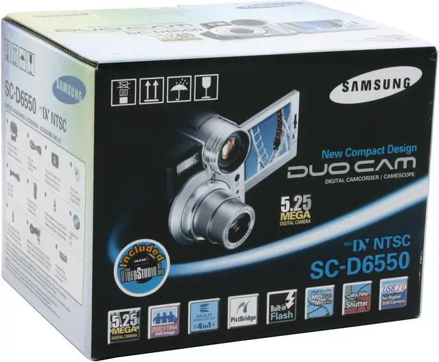 Alt view image 10 of 10 - SAMSUNG SC-D6550 Double Sensor: 1/6", 680k Pixel CCD (CAM), 1/2.5" (DSC) 2.5" 112K LCD 10x (CAM), 3x (DSC) Optical Zoom MiniDV Camcorder