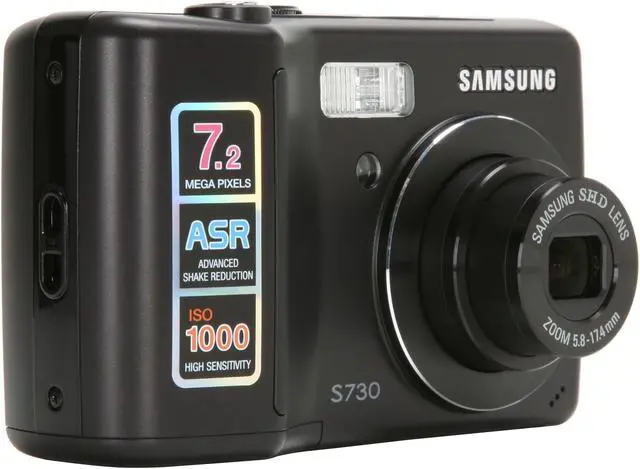 Alt view image 7 of 11 - SAMSUNG S730 Black 7.2 MP 3X Optical Zoom Digital Camera