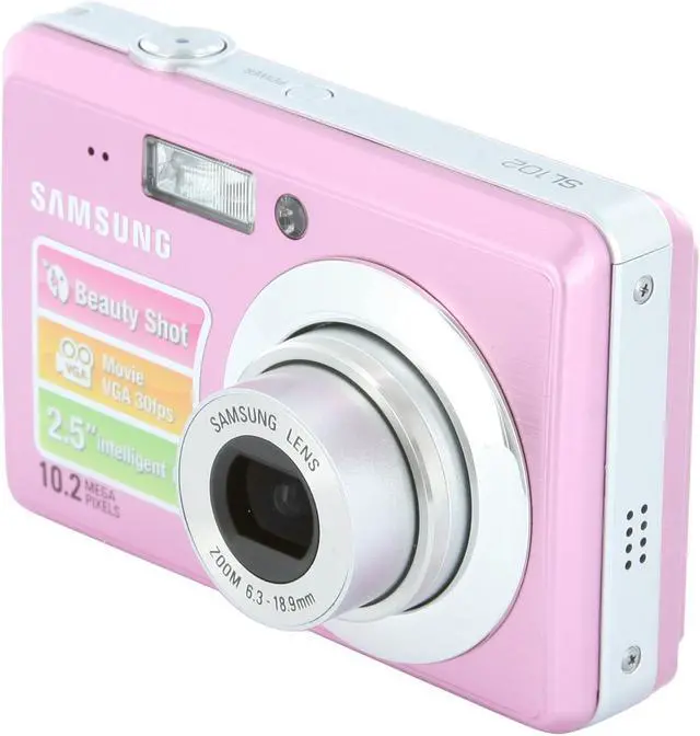 Alt view image 2 of 11 - SAMSUNG SL102 Pink 10.2 MP 3X Optical Zoom Digital Camera