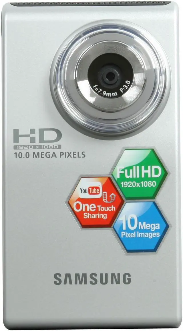 Alt view image 2 of 10 - SAMSUNG HMX-U10 Silver 10.0 MP 2.0" 154K LCD Full HD Camcorder