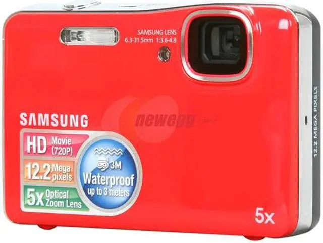 Main image of SAMSUNG AQ100 Red 12.2 MP 5X Optical Zoom Waterproof Digital Camera