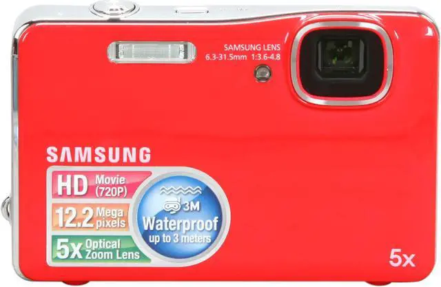 Alt view image 2 of 9 - SAMSUNG AQ100 Red 12.2 MP 5X Optical Zoom Waterproof Digital Camera