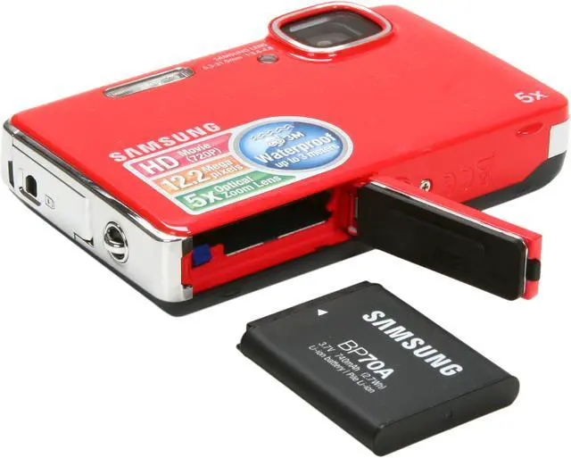 Alt view image 8 of 9 - SAMSUNG AQ100 Red 12.2 MP 5X Optical Zoom Waterproof Digital Camera