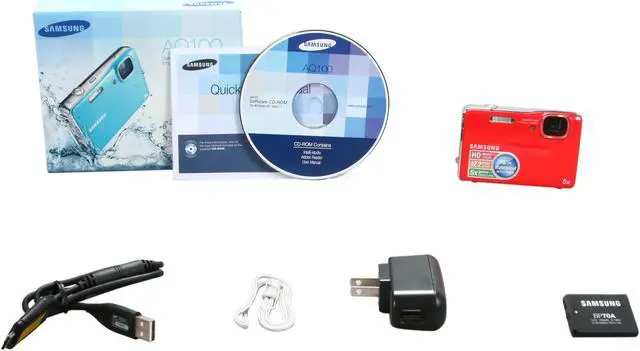 Alt view image 9 of 9 - SAMSUNG AQ100 Red 12.2 MP 5X Optical Zoom Waterproof Digital Camera