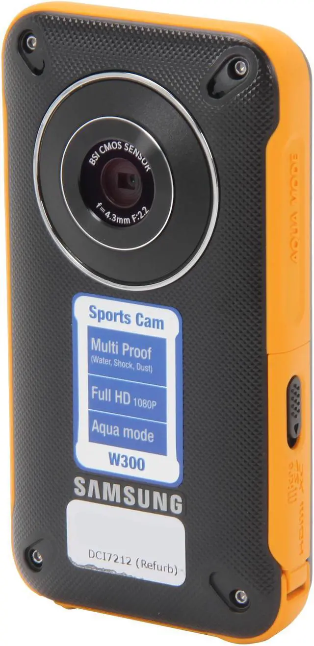 Main image of SAMSUNG HMX-W300 Orange 5.0 MP 1/3.2" BSI CMOS 2.3" 230K LCD 3x Digital Full HD Pocket Camcorder