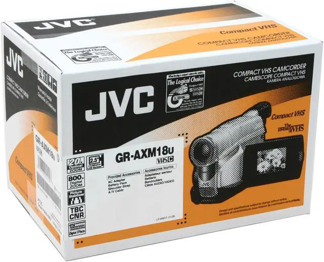 Alt view image 10 of 10 - JVC GR-AXM18US 1/6" CCD 2.5" 112K LCD 20X Optical Zoom VHS-C Digital Camcorder