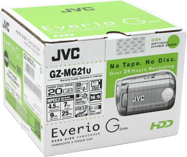 Alt view image 13 of 13 - JVC GZ-MG21U 1/6" 680k CCD 2.5" LCD 32X Optical Zoom HDD/Flash Memory Camcorder