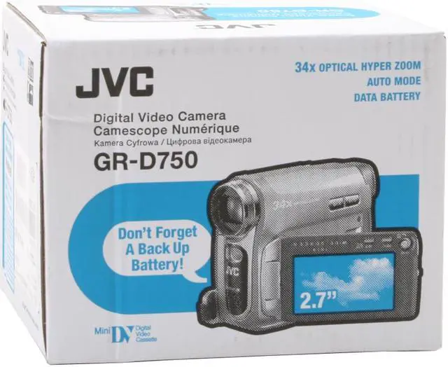 Alt view image 13 of 13 - JVC GR-D750 1/6" CCD 2.7" LCD 34X Optical Zoom MiniDV Camcorder