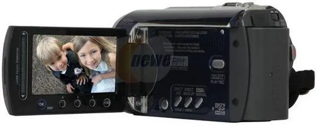 Alt view image 3 of 13 - JVC Everio GZ-MG330 Blue 1/6" CCD 2.7"112K LCD 35X Optical Zoom 30GB HDD/microSD Hybrid Digital Camcorder