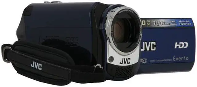 Alt view image 7 of 13 - JVC Everio GZ-MG330 Blue 1/6" CCD 2.7"112K LCD 35X Optical Zoom 30GB HDD/microSD Hybrid Digital Camcorder