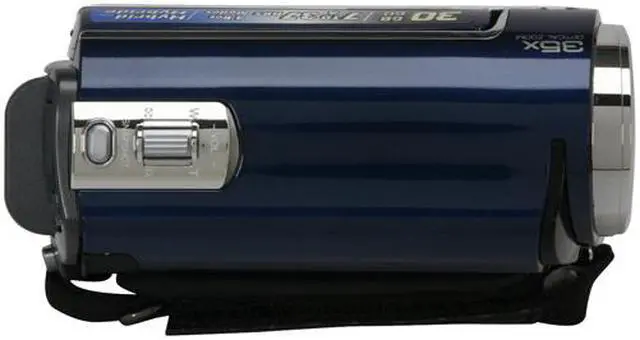 Alt view image 9 of 13 - JVC Everio GZ-MG330 Blue 1/6" CCD 2.7"112K LCD 35X Optical Zoom 30GB HDD/microSD Hybrid Digital Camcorder