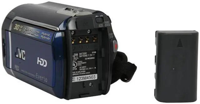 Alt view image 11 of 13 - JVC Everio GZ-MG330 Blue 1/6" CCD 2.7"112K LCD 35X Optical Zoom 30GB HDD/microSD Hybrid Digital Camcorder