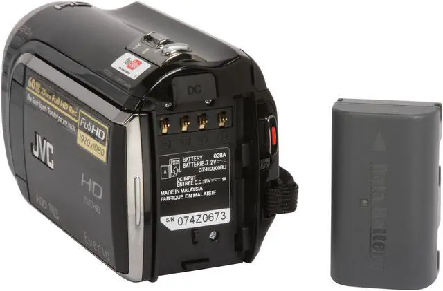 Alt view image 10 of 12 - JVC  Everio GZ-HD300B Black 1/4.1" 3.05 MP CMOS 2.7" 123K 20X Optical Zoom Internal 60GB Hard Disk Full HD Camcorder