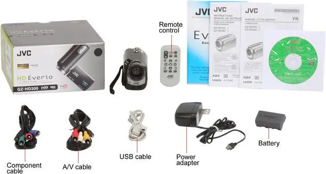 Alt view image 12 of 12 - JVC  Everio GZ-HD300B Black 1/4.1" 3.05 MP CMOS 2.7" 123K 20X Optical Zoom Internal 60GB Hard Disk Full HD Camcorder