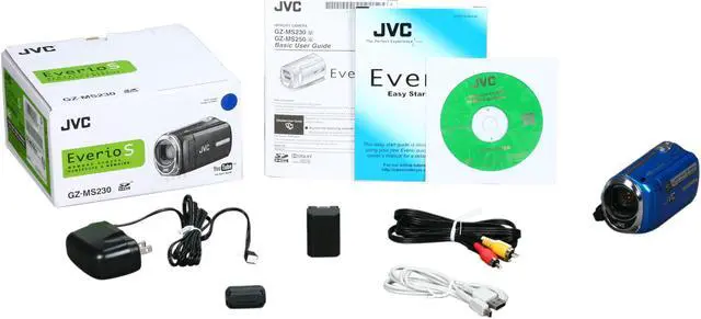 Alt view image 9 of 9 - JVC Everio GZ-MS230 Blue 1/6" CCD 2.7" LCD 39X Optical Zoom 8GB Flash Memory Camera