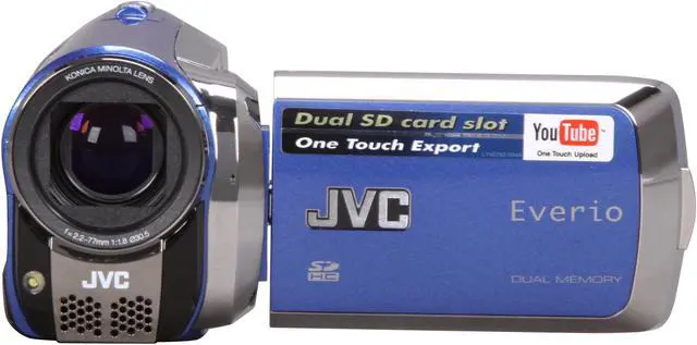 Alt view image 2 of 8 - JVC Everio GZ-MS120 Blue 1/6" CCD 2.7" 123K LCD 35X Optical Zoom Flash Memory Camcorder