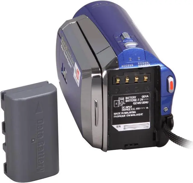 Alt view image 7 of 8 - JVC Everio GZ-MS120 Blue 1/6" CCD 2.7" 123K LCD 35X Optical Zoom Flash Memory Camcorder