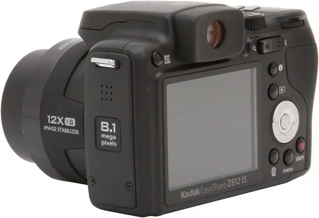 Alt view image 3 of 11 - Kodak EasyShare Z812 IS Black 8.2 MP 2.5" 230K LCD 12X Optical Zoom Digital Camera HDTV Output