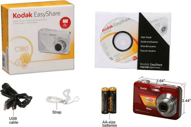 Alt view image 12 of 12 - Kodak EasyShare C180 Red 10.2 MP 3X Optical Zoom Digital Camera
