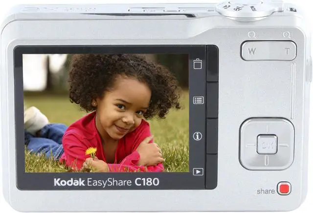 Alt view image 4 of 11 - Kodak EasyShare C180 Silver 10.2 MP 3X Optical Zoom Digital Camera