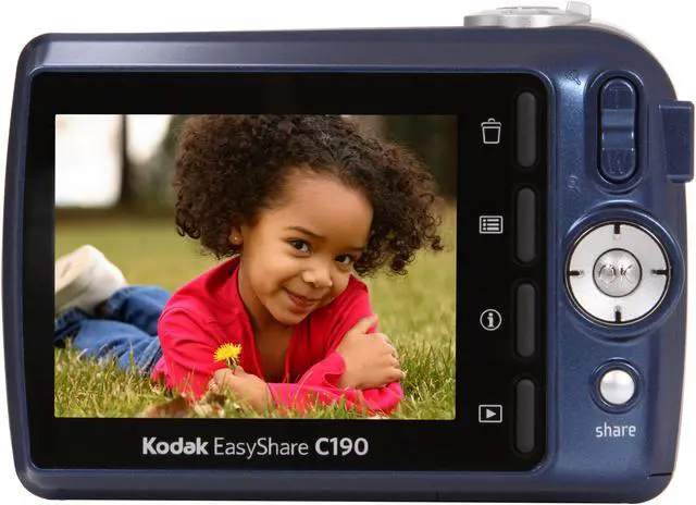 Alt view image 4 of 8 - Kodak EasyShare C190 Blue 12.3 MP 5X Optical Zoom Digital Camera