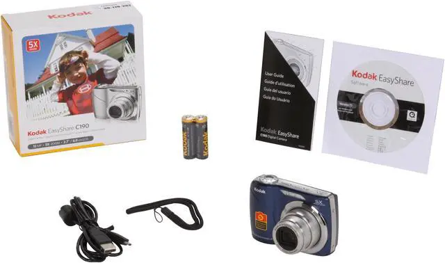 Alt view image 8 of 8 - Kodak EasyShare C190 Blue 12.3 MP 5X Optical Zoom Digital Camera