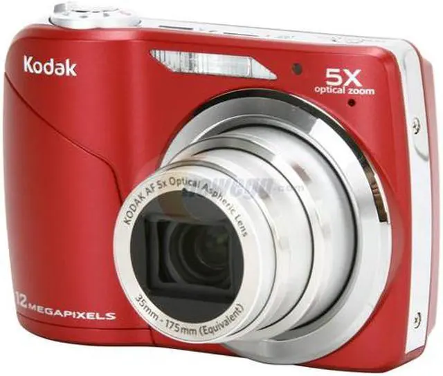 Alt view image 2 of 9 - Kodak EasyShare C190 Red 12.3 MP 5X Optical Zoom Digital Camera w/ 2 AA Rechargeable Batteries, Charger, Camera Bag and Strap Kit