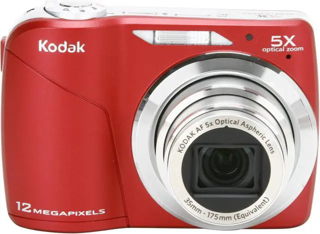Alt view image 3 of 9 - Kodak EasyShare C190 Red 12.3 MP 5X Optical Zoom Digital Camera w/ 2 AA Rechargeable Batteries, Charger, Camera Bag and Strap Kit
