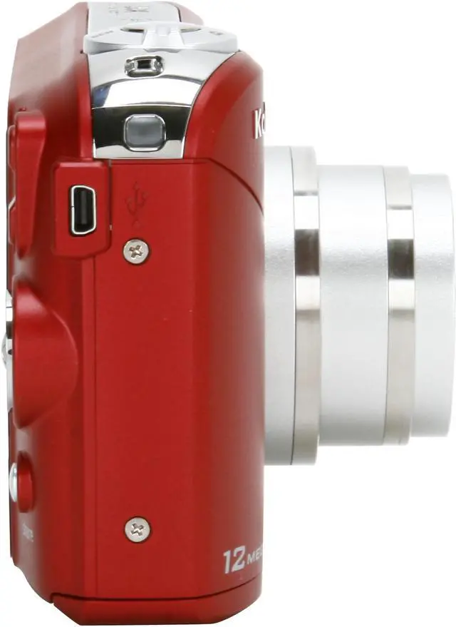 Alt view image 4 of 9 - Kodak EasyShare C190 Red 12.3 MP 5X Optical Zoom Digital Camera w/ 2 AA Rechargeable Batteries, Charger, Camera Bag and Strap Kit