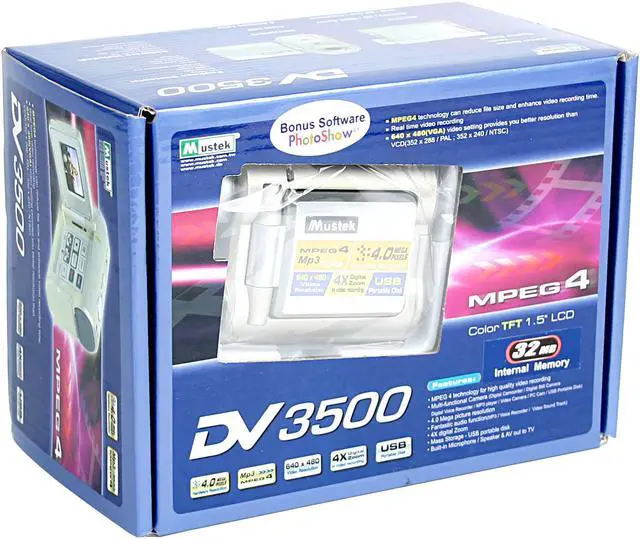 Alt view image 8 of 8 - Mustek DV 3500 2.0 MP CMOS 1.5" LCD HDD/Flash Memory Camcorder