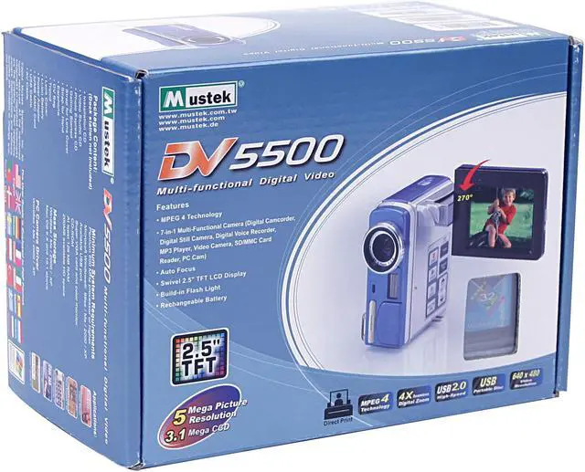 Alt view image 8 of 8 - Mustek DV-5500 3.1MP CCD 2.5" LCD HDD/Flash Memory Camcorder