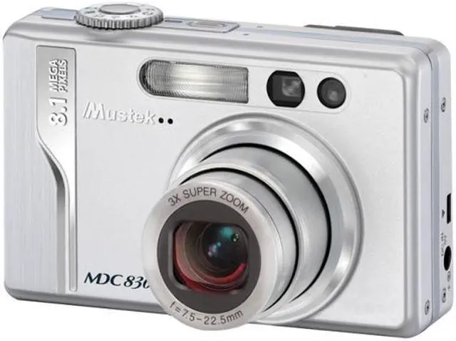 Main image of Mustek MDC 830Z Silver 8.0MP 3X Optical Zoom Digital Camera & PC Cam