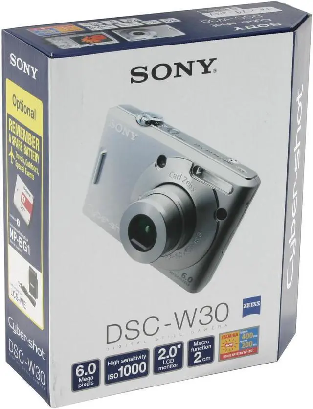 Alt view image 9 of 9 - SONY DSC-W30 Silver 6.0 MP 3X Optical Zoom Digital Camera