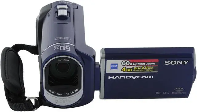 Alt view image 8 of 13 - SONY DCR-SX40 Blue 1/8" Advanced HAD CCD Sensor 2.7" 123K Wide Touch Panel LCD 60X Optical Zoom 4GB Flash Memory Handycam Camcorder