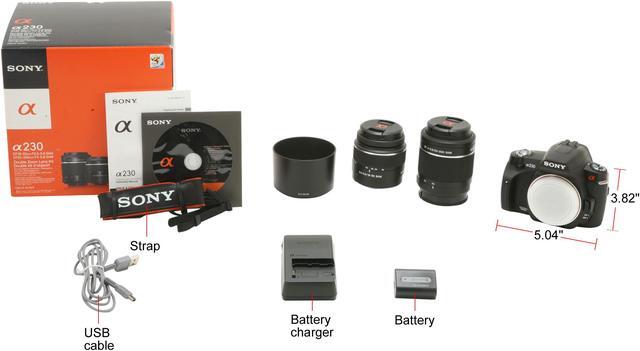 Alt view image 14 of 14 - SONY a230 Black 10.2 MP Digital SLR Camera w/ DT 18-55mm f/3.5-5.6 SAM and 55-200mm f/4-5.6 Lenses