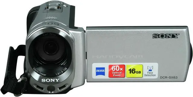 Alt view image 2 of 10 - SONY  DCR-SX63  1/8" Advanced HAD CCD 2.7" 230K  LCD 60X  Optical Zoom 16GB Handycam Camcorder