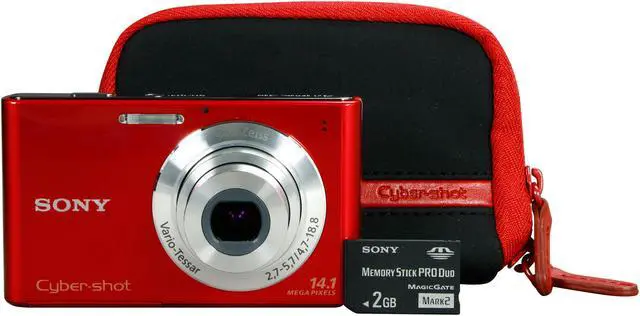 Main image of SONY Cyber-shot DSC-W330 Red 14.1 MP 4X Optical Zoom 26mm Wide Angle Digital Camera Kit with Red Case and 2GB Memory Stick