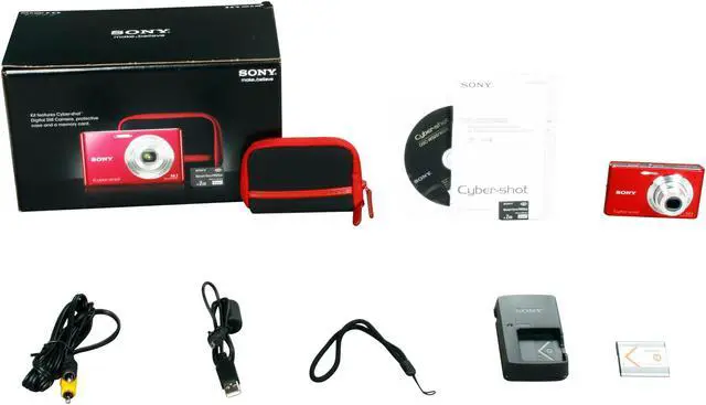 Alt view image 9 of 9 - SONY Cyber-shot DSC-W330 Red 14.1 MP 4X Optical Zoom 26mm Wide Angle Digital Camera Kit with Red Case and 2GB Memory Stick