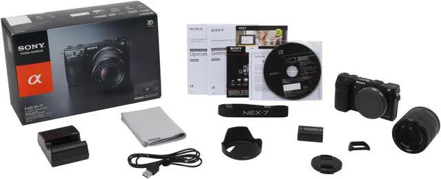 Alt view image 8 of 8 - Sony Alpha NEX-7K/B Black 24.3MP DSLR Camera With SEL1855 Lens