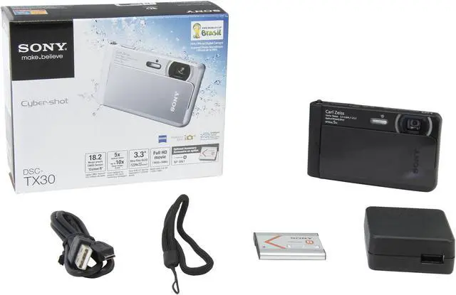 Alt view image 9 of 9 - SONY Cyber-shot TX30 Black 18.2MP 5X Optical Zoom Waterproof Shockproof 26mm Wide Angle Digital Camera HDTV Output