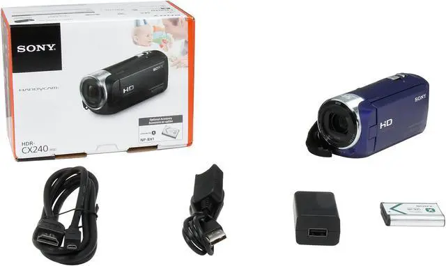 Alt view image 9 of 9 - SONY Handycam CX240 HDR-CX240/L Blue 1/5.8" CMOS 2.7" 230K LCD 27X Optical Zoom Full HD HDD/Flash Memory Camcorder