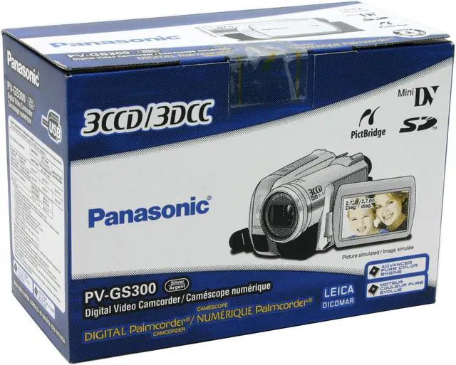 Alt view image 12 of 12 - Panasonic PV-GS300 1/6" 3CCD 2.7" 123K Wide LCD LCD 10X Optical Zoom MiniDV Camcorder