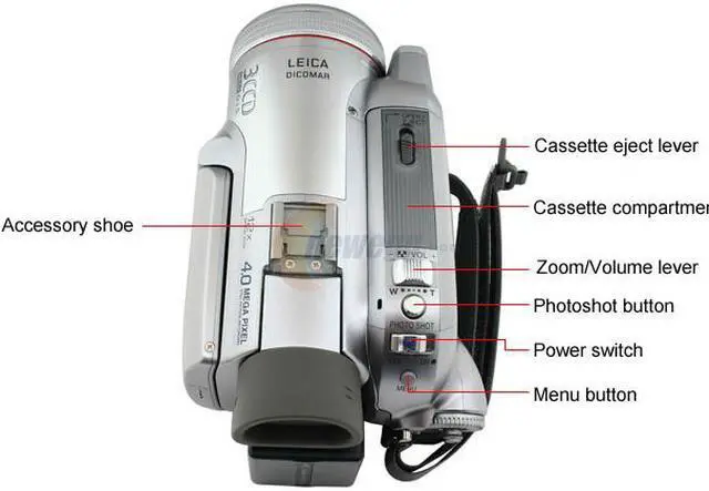 Alt view image 8 of 13 - Panasonic PV-GS500 1/4.7" 1.07MP 3CCD 2.7"  123K LCD 12X Optical Zoom MiniDV Camcorder