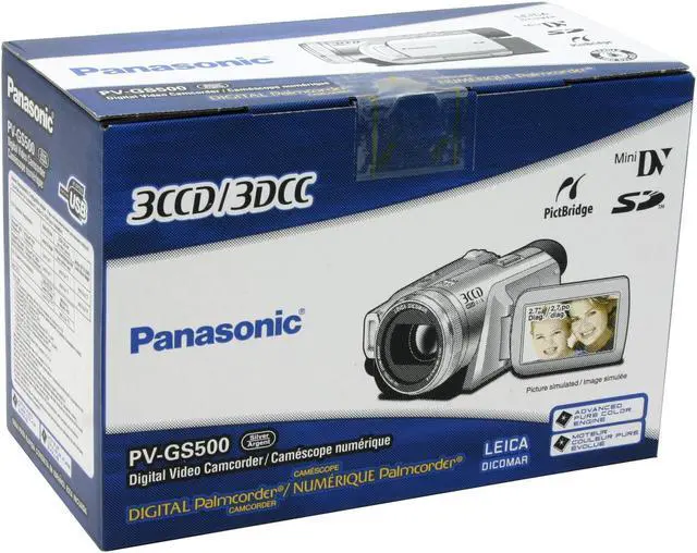 Alt view image 13 of 13 - Panasonic PV-GS500 1/4.7" 1.07MP 3CCD 2.7"  123K LCD 12X Optical Zoom MiniDV Camcorder