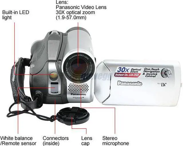 Alt view image 3 of 11 - Panasonic PV-GS29 Silver 2.5"LCD 30X Optical Zoom Digital Camcorder